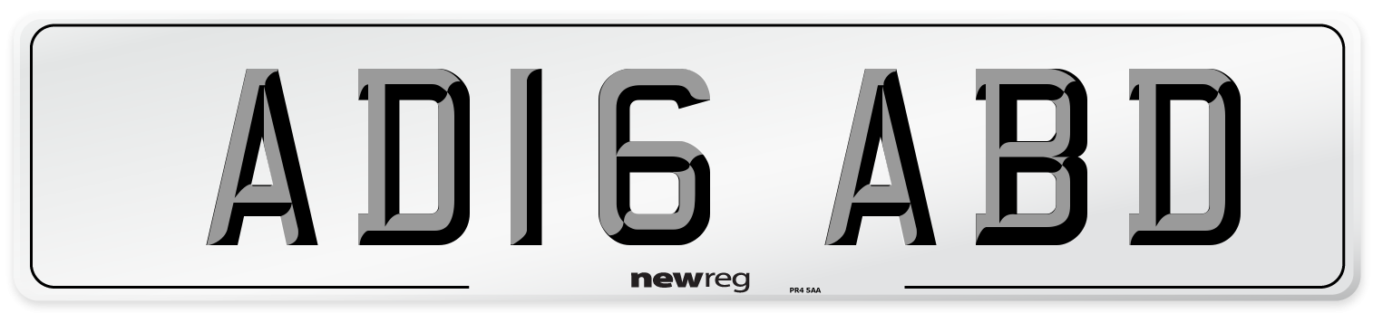 AD16 ABD Number Plate from New Reg